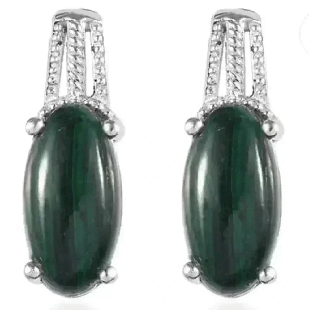 Elegant Silver and Green Earrings